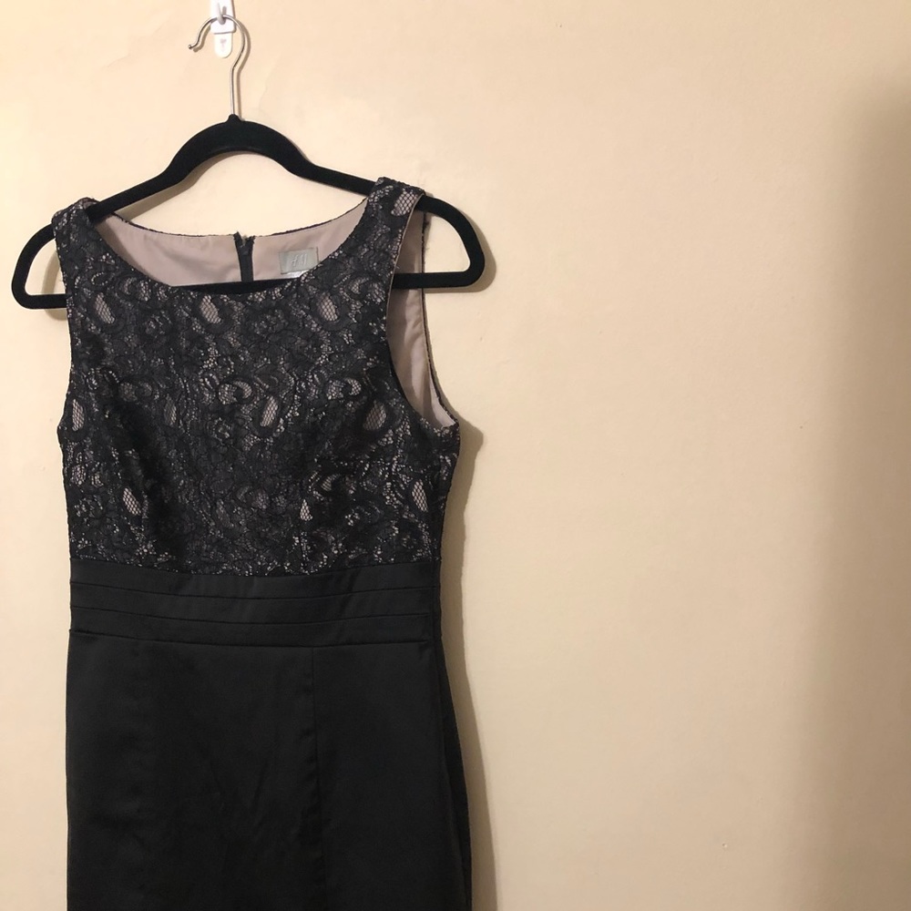 H&M LBD Black Cocktail Lace Overlay Sheath Dress